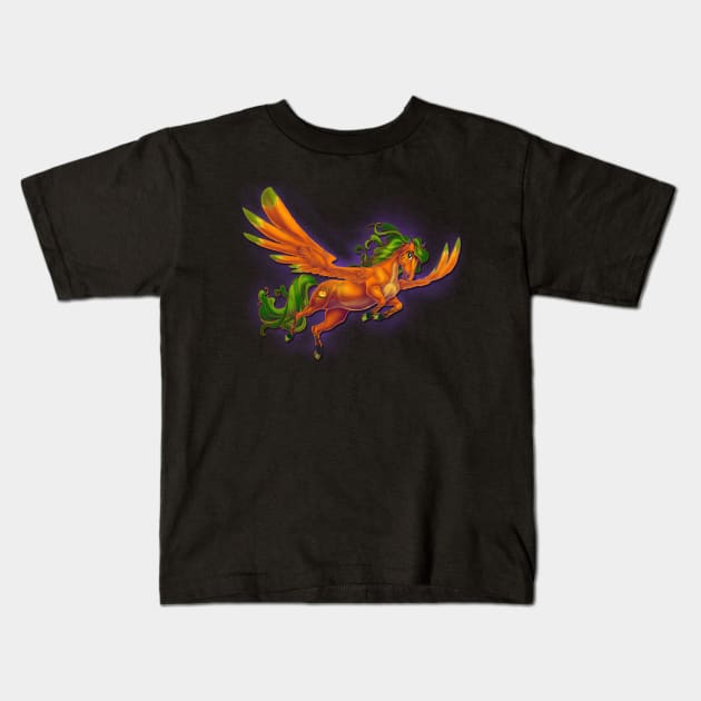 Pumpkin Pegasus Kids T-Shirt by Unicornarama